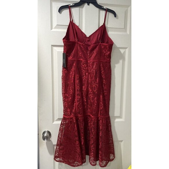 Lulus Lucy Wine Red MIDI Lace Bustier Dress Size L - Picture 7 of 13